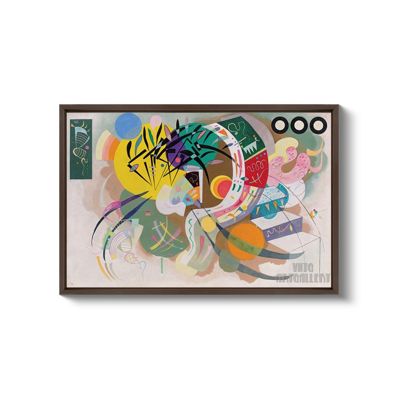 Vassily Kandinsky : Courbe dominante 1936 Impression giclée d'art mural sur toile tendue ou encadrée D4060 Brown Floating Frame Canvas
