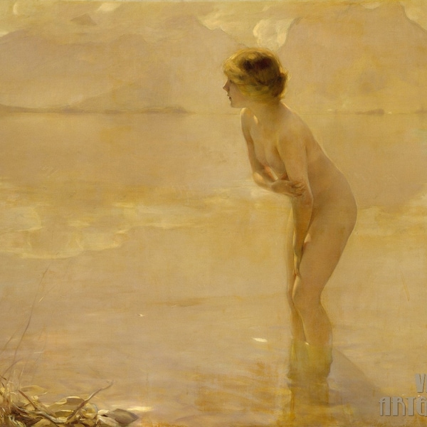 Paul Chabas : September Morn (1912) Canvas Gallery Wrapped or Framed Giclee Wall Art Print (D4560)