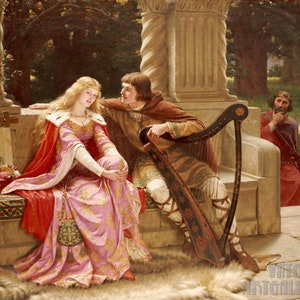Edmund Leighton - Tristan & Isolde - The End of The Song (1902) Canvas Gallery Wrapped or Framed Giclee Wall Art Print (D5060)