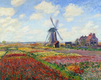 Claude Monet: Tulipani d'Olanda (1886) Galleria su tela Stampa artistica su parete avvolta o incorniciata (D4560)