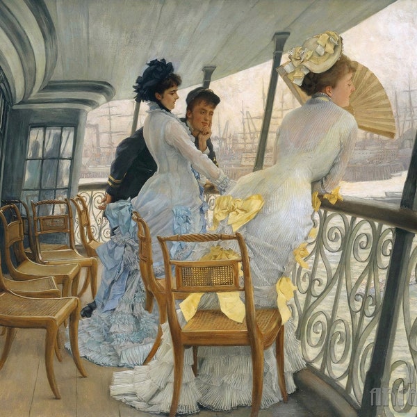 James Tissot: De galerij van de HMS Calcutta (1876) Canvasgalerij verpakt of ingelijste Giclee Wall Art Print (D4560)
