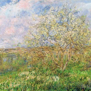 Claude Monet : Spring (1880) Canvas Gallery Wrapped or Framed Giclee Wall Art Print Digitally Remastered (D4560)