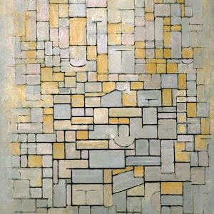 Piet Mondriaan: Composizione (1914) Stampa artistica su tela incorniciata o avvolta in una galleria d'arte Giclée, rimasterizzata digitalmente (D6050)