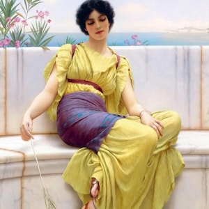 John William Godward : Idleness (1900)  Canvas Gallery Wrapped or Framed Giclee Wall Art Print Digitally Remastered (D6035)