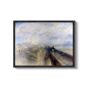 Joseph Mallord William Turner : Rain Steam & Speed The Great Western Railway 1844 Impression giclée d'art mural sur toile tendue vers le cadre d'une galerie D4560 Black Floating Frame Canvas