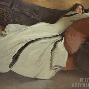 John White Alexander : Repose (1895) Canvas Gallery Wrapped or Framed Giclee Wall Art Print Digitally Remastered (D5060)