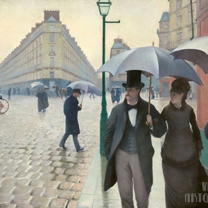 Gustave Caillebotte : Rue de Paris  Temps de Pluie (1877) Canvas Gallery Wrapped or Framed Giclee Wall Art Print (D4560)