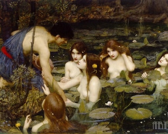 John William Waterhouse : Hylas and the Nymphs (1896) Canvas Gallery Wrapped or Framed Giclee Wall Art Print Digitally Remastered (D3560)