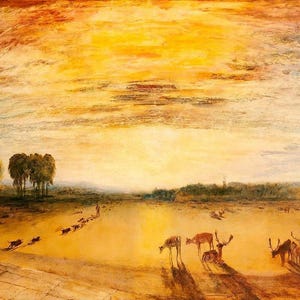 Joseph Mallord William Turner: Petworth Park con Lord Egremont e i suoi cani (1828) Stampa artistica da parete giclée su tela (D3060)