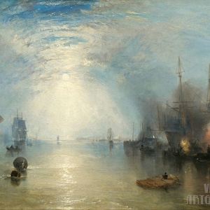 Joseph Mallord William Turner : Keelmen Heaving in Coals by Moonlight (1835) Canvas Gallery Wrapped or Framed Giclee Wall Art Print (D4560)