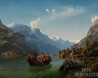 Adolph Tidemand : Bridal Journey in Hardanger (1848) Canvas Gallery Wrapped or Framed Giclée Wall Art Print (D4560)