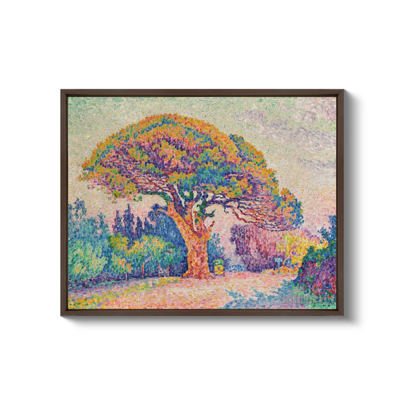 Paul Signac The Pine Tree at Saint-Tropez 1909 Canvas Gallery Wrapped or Framed Giclee Wall Art Print D5060 Brown Floating Frame Canvas