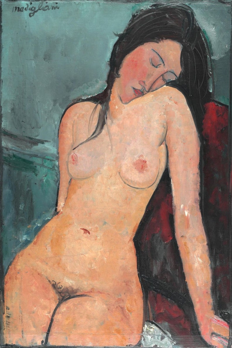 Amedeo Modigliani : Seated Female Nude 1916 Canvas Gallery image 0