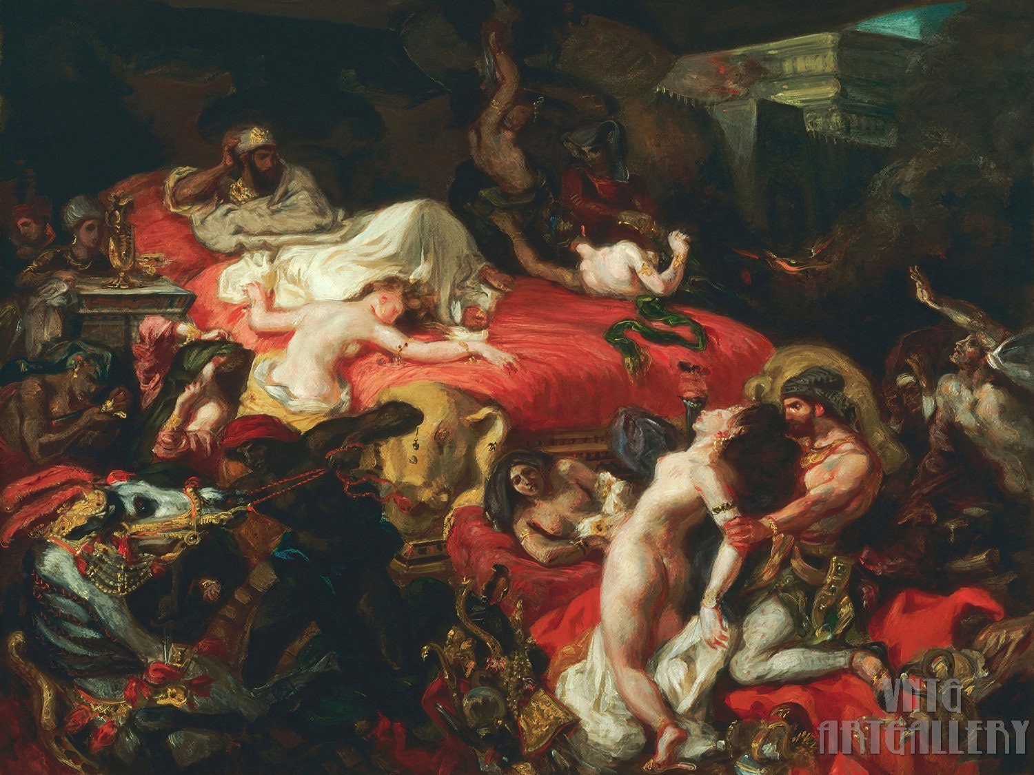 Eugène Delacroix : Death of Sardanapalus (1844) Canvas Gallery Wrapped or Framed Giclee Wall Art Print Digitally Remastered (D4560)