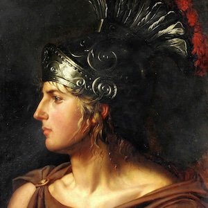 Tête de Mars Ares dieu de la guerre grec (années 1800) toile tendue ou encadrée, impression d'art mural giclée remasterisée numériquement (D6045)