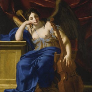 Eustache Le Sueur: un'allegoria della poesia (1640-42) Stampa artistica da parete Giclée su tela, incorniciata o avvolta in una galleria, rimasterizzata digitalmente (D6045)