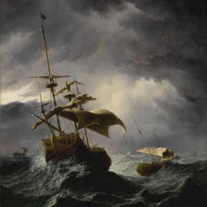 Volger van Willem van de Velde de jonge: een Engels schip (datum onbekend) canvas gallerij giclee muurkunstdruk (D6050)