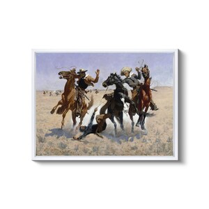 Frederic Remington: Ayudando a un camarada (1890). Impresión giclée sobre lienzo, enmarcada o enmarcada, remasterizada digitalmente (D4560). White Floating Frame Canvas