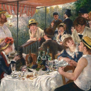 Pierre Auguste Renoir : Luncheon of the Boating Party (1880-1881) Canvas Gallery Wrapped or Framed Giclee Wall Art Print (D4560)