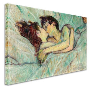 Henri de Toulouse-Lautrec The Kiss In Bed 1892 Canvas Gallery Wrapped or Framed Giclee Wall Art Print D4560 1 Panel Stretched Canvas