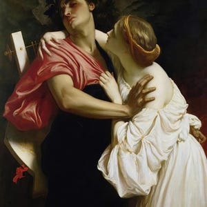 Frederic Leighton : Orpheus and Eurydice (1864) Gallery Wrapped or Framed Giclee Wall Art Print Digitally Remastered (D6050)