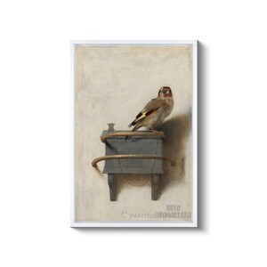 Carel Fabritius : The Goldfinch 1654 Canvas Gallery Wrapped or Framed Giclee Wall Art Print D6040 White Floating Frame Canvas