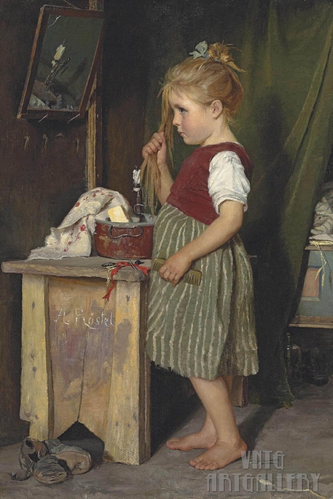 Agathe Röstel : the Little Beauty (19th Century) Canvas Gallery Wrapped ...