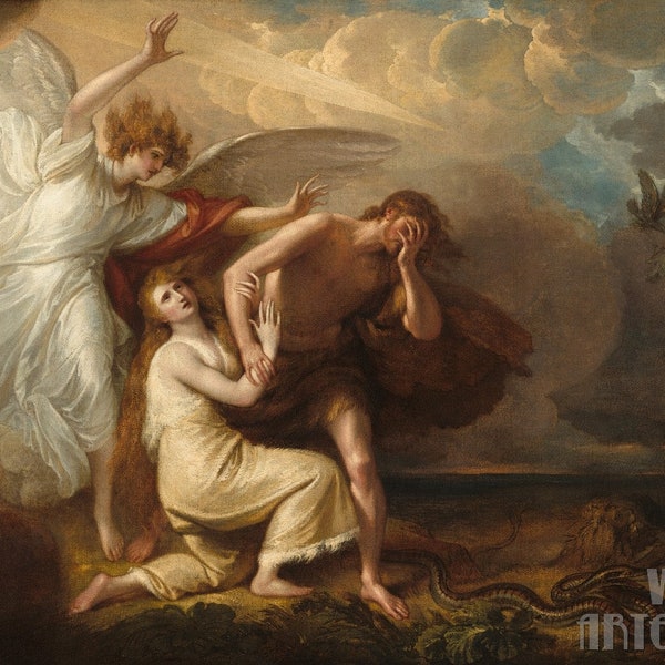 Benjamin West : The Expulsion of Adam and Eve from Paradise (1791) Canvas Gallery Wrapped or Framed Giclee Wall Art Print (D4060)