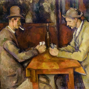 Paul Cézanne : The Card Players (Les Joueurs de Cartes) (1890) Canvas Gallery Wrapped or Framed Giclee Wall Art Print (D5060)