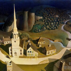 Grant Wood : The Midnight Ride of Paul Revere (1931)  Canvas Gallery Wrapped or Framed Giclee Wall Art Print Digitally Remastered (D4560)