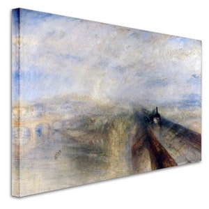 Joseph Mallord William Turner : Rain Steam & Speed The Great Western Railway 1844 Impression giclée d'art mural sur toile tendue vers le cadre d'une galerie D4560 1 Panel Stretched Canvas