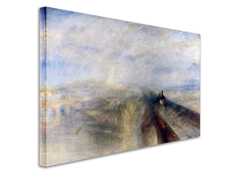 Joseph Mallord William Turner : Rain Steam & Speed The Great Western Railway 1844 Impression giclée d'art mural sur toile tendue vers le cadre d'une galerie D4560 1 Panel Stretched Canvas