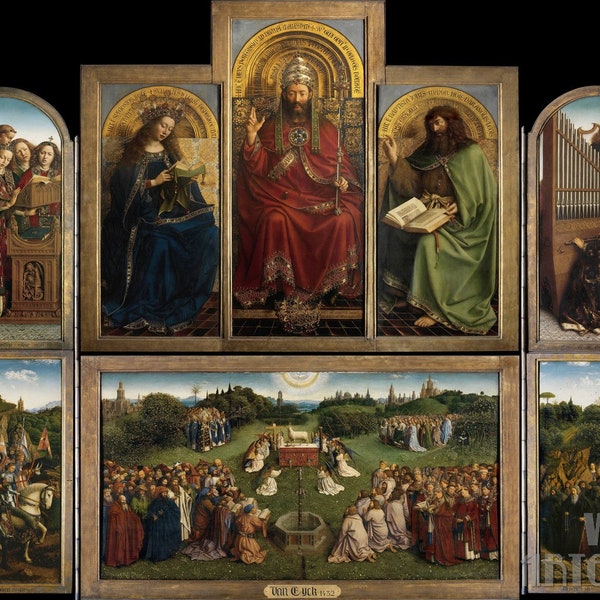 Jan van Eyck  Ghent Altarpiece (1432)  Canvas Gallery Wrapped or Framed Giclee Wall Art Print (D4060)