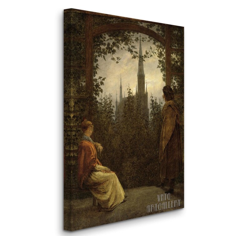 Caspar David Friedrich: Gazebo (1818) Stampa artistica su tela, giclée, rimasterizzata digitalmente (D6040) 1 Panel Stretched Canvas