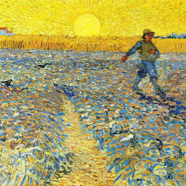 Vincent van Gogh : Der Sämann bei Sonnenuntergang (1888) Leinwand Gallery gewickelt oder gerahmt Giclee Wall Art Print (D5060)