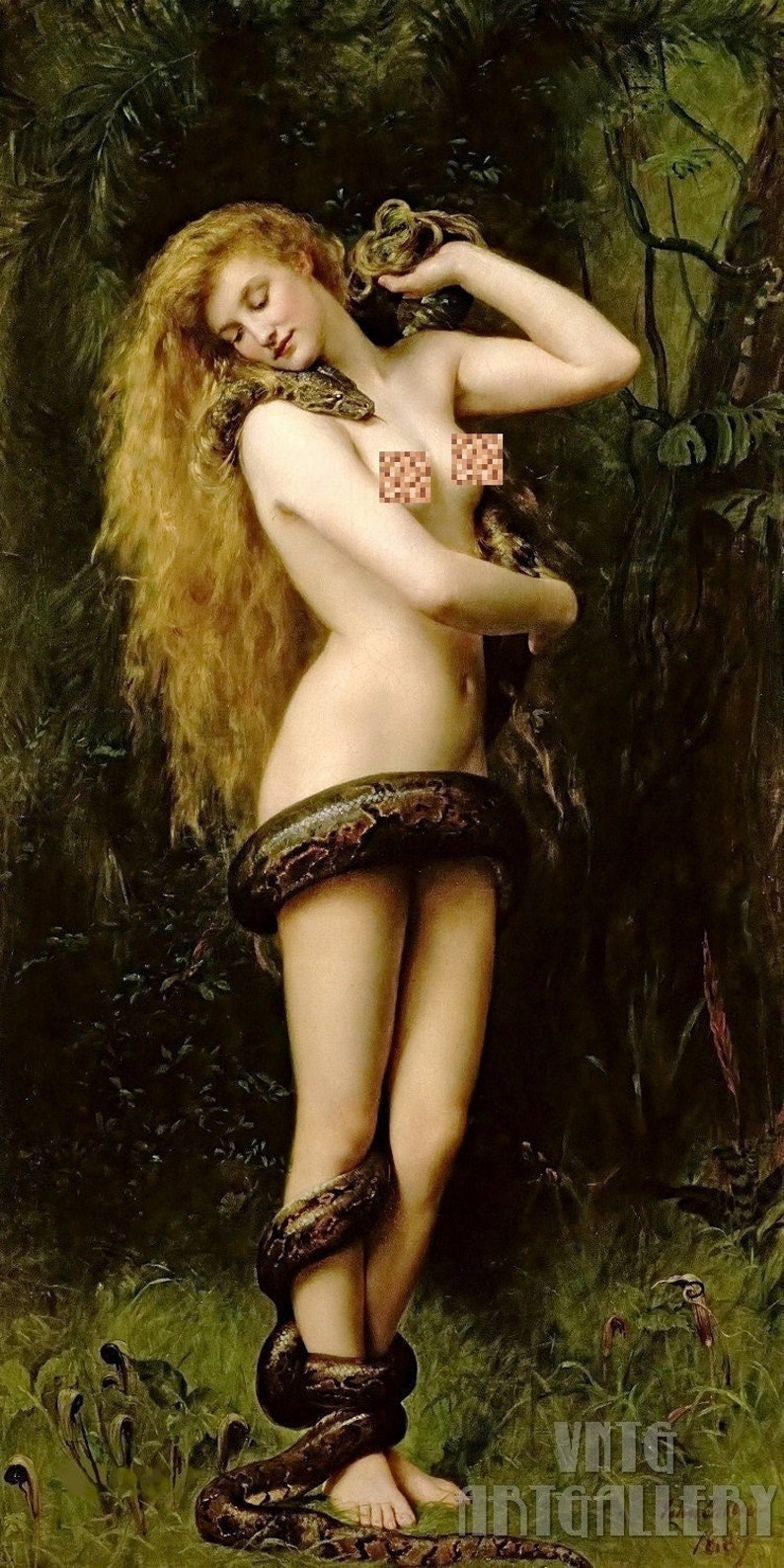John Collier : Lilith 1887 Canvas Gallery Wrapped or Framed Giclee Wall Art Print D6030 image 1