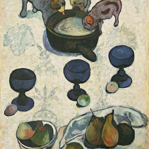 Paul Gauguin : Still Life with Three Puppies (1888)  Canvas Gallery Wrapped or Framed Giclee Wall Art Print Digitally Remastered (D6040)