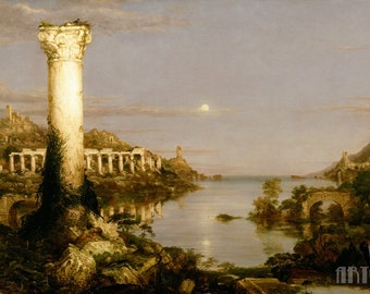 Thomas Cole : The Course of Empire Desolation (1836) Impression giclée d'art murale sur toile tendue ou encadrée (D3560)