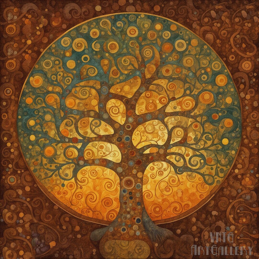 Gustav Klimt Inspired, Art Nouveau : Tree of Life at Sunset Canvas ...