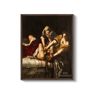 Artemisia Gentileschi Judith terrassant Holopherne 1620-1621, impression giclée d'art mural sur toile tendue ou encadrée D6050 Brown Floating Frame Canvas