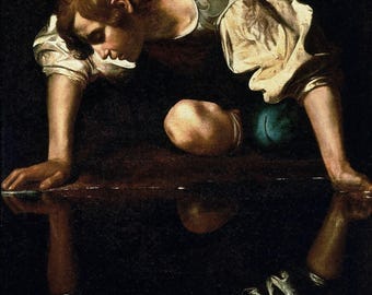 Michelangelo Merisi da Caravaggio : Narcissus (1597-99) Gallery Wrapped or Framed Giclee Wall Art Print Digitally Remastered (D6050)