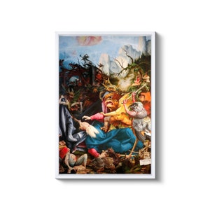 Matthias Grünewald : Isenheim Altarpiece Temptation of Saint Anthony 1515 Canvas Gallery Wrapped or Framed Giclee Wall Art Print D6040 White Floating Frame Canvas