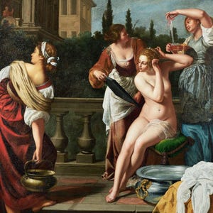 Artemisia Gentileschi : Bathsheba in the Bath (1650) Canvas Gallery Wrapped or Framed Giclee Wall Art Print Digitally Remastered (D6050)