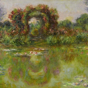 Claude Monet : Bassin Aux Nymphéas  Les Rosiers (1913) Canvas Gallery Wrapped or Framed Giclee Wall Art Print Digitally Remastered (D4560)