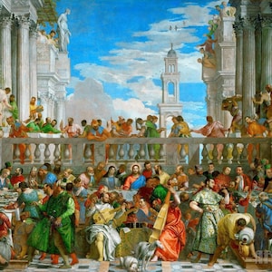 Paolo Veronese : The Wedding at Cana (1563) Canvas Gallery Wrapped or Framed Giclee Wall Art Print Digitally Remastered (D4060)