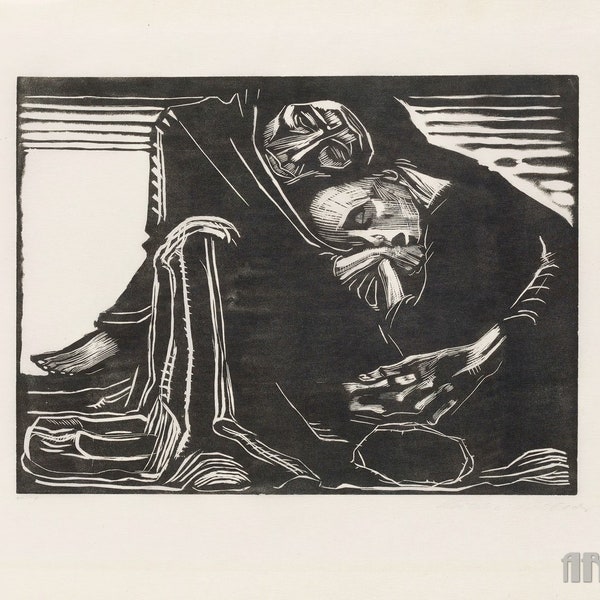 Käthe Kollwitz : Death with a Woman in His Lap (1921) Canvas Gallery Wrapped or Framed Giclee Wall Art Print (D4060)