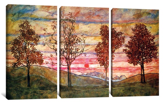 Egon Schiele Four Trees 1917 Vintage Wall Art Poster Print Picture Giclee