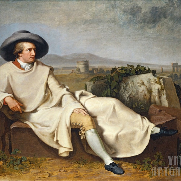 Johann Heinrich Wilhelm Tischbein : Goethe in the Roman Campagna (1787) Canvas Gallery Wrapped or Framed Giclee Wall Art Print (D4560)