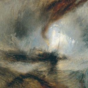 J.M.W. Turner: Tempesta di neve Battello a vapore al largo di una bocca di porto (1842) Stampa artistica da parete Giclée su tela con cornice o avvolto in una galleria (D4560)