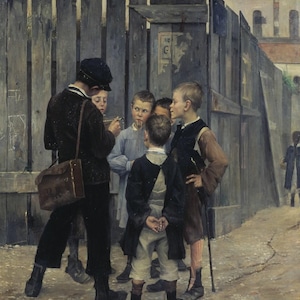 Marie Bashkirtseff : A Meeting (1884) Canvas Gallery Wrapped or Framed Giclee Wall Art Print Digitally Remastered (D6050)